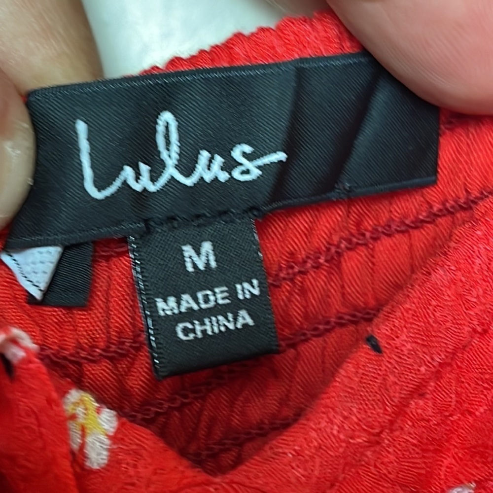 Lulus Women’s Pretty Flowers Red Floral Print Ruffled Mini Dress Size M - Picture 4 of 10